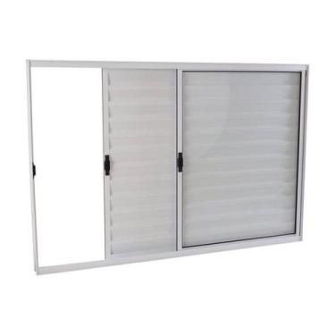 Imagem de Janela Veneziana em Alumínio 120 x 120 x 8 cm 3 Folhas Esquerda Branco