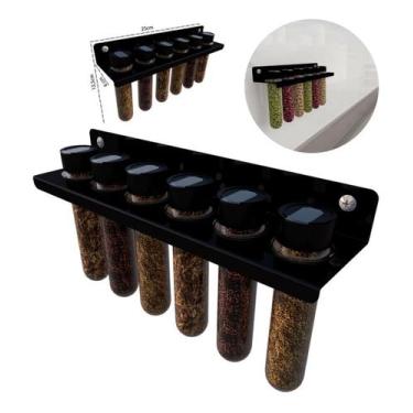 Imagem de Porta Temperos Tubo Acrílico Para Parede - DiCarlo, Preto