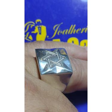 Imagem de Anel Estrela de Davi Prata 950 20 mm - Prata 950 de lei