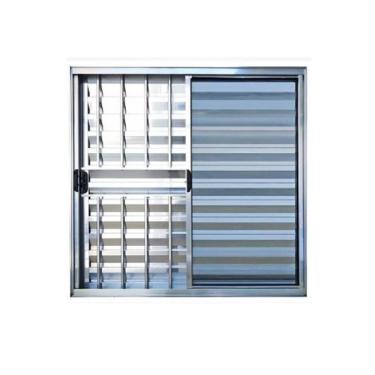 Imagem de Veneziana 120x150 3 Folhas c/Grade - Alumínio Brilhante - Linha 18 Modular 