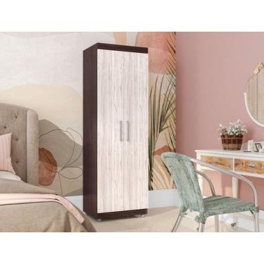 Imagem de Armário Multiuso Sabrina com 2 Portas e 5 Prateleiras - AJL, Castanho/