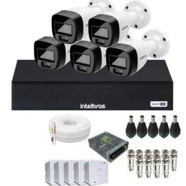 Imagem de Kit 5 Câmeras Intelbras 1120b Full Color, Dvr 8ch Mhdx 1008c  Sem Hd