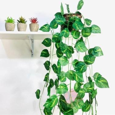 Imagem de Kit Planta Trepadeira Artificial Jibóia Com Vaso Trançado - Decor Arti