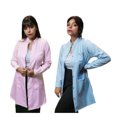 Imagem de Jaleco feminino gola padre manga longa - CARMONI, Azul-bebê, M