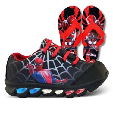 Imagem de tenis de led infantil masculino homem aranha com luzinha meninos mais 