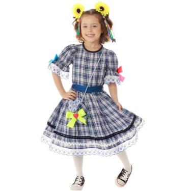 Imagem de Vestido Festa Junina Quadrilha Azul + BOLSINHA - QUIMERA KIDS, 10