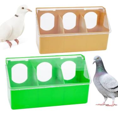 Imagem de 2 pacotes de comedouro de plástico para pombos com ranhura para pássaros, pombos, papagaios, periquitos, gaiolas (três furos)