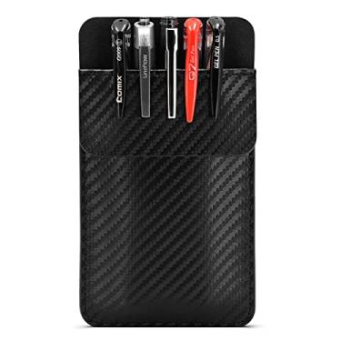 Imagem de Signal Blocker Protetor de Bolso de Couro para Homens: Um Protetor de Bolso Multiuso para Camisas- Protetor de Bolso com Padrão de Fibra de Carbono para Jalecos, O Porta-Canetas de (1 Pacote De Fibra