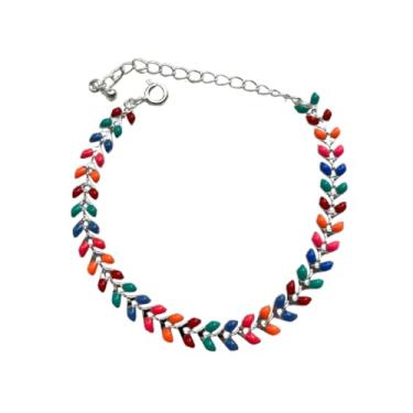 Imagem de Pulseira de Ramos Resinada Colorida Semijoia Banhada (Prateado)