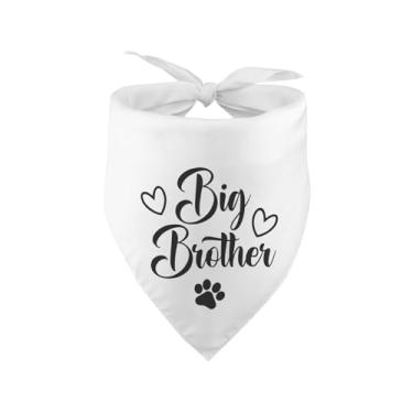Imagem de Big Brother Bandanas Big Brother Bandana para Cachorro Anúncio de Bebê Bandana de Cachorro Revelação de Gênero Branco Bandana Foto Adereço Lenço Pet Acessórios para Amantes de Cães