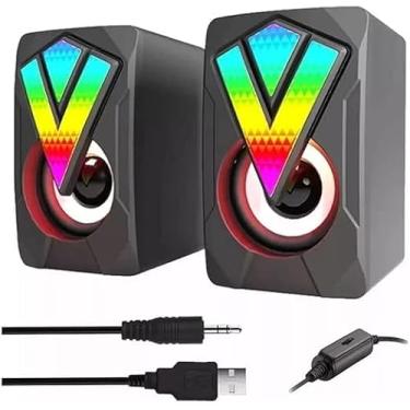 Imagem de Gamer Caixinha Usb Com Luzes Caixa De Som Pc