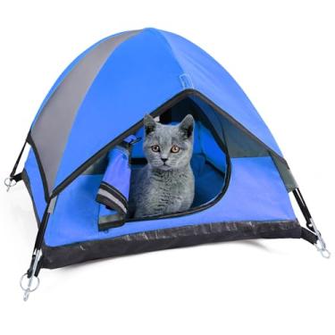 Imagem de RESTCLOUD Tenda de Acampamento para Gatos, Cama de Tenda para Gatos, Tenda para Animais de Estimação para Gatos E Cães Pequenos, Mini Tenda (Azul, 21 X 21 X 14 Polegadas)