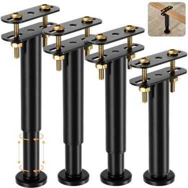 Imagem de VETIN 4 peças de pernas de suporte de cama de altura ajustável 18 a 32 cm, pernas de suporte de estrutura de cama de aço extra durável com base mais larga, perna de suporte de ripa de cama para uso