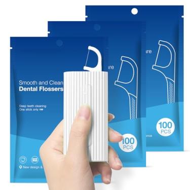 Imagem de 310 palhetas de fio dental para viagem, com palitos de fio dental branco, estojo portátil, dispensador de fio dental, palitos duráveis, palitos de fio dental, adequado para dentes apertados, dentes