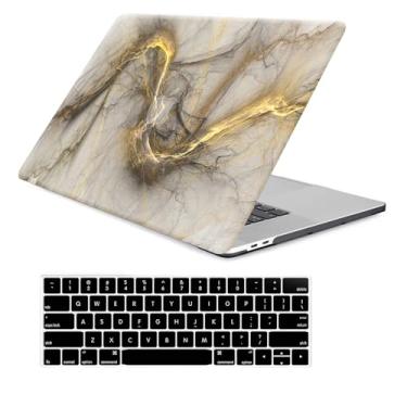 Imagem de Compatível com MacBook Air 13 polegadas 2022 2021 2020 2019 2018 versão A2337 M1 A2179 A1932 Retina Display Touch ID, Funut capa rígida de plástico fosco elegante + película de teclado, mármore
