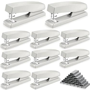 Imagem de Grampeador de mesa com grampeador de 6000 grampos, grampeador de 25 folhas de capacidade para grampeador de escritório (branco)