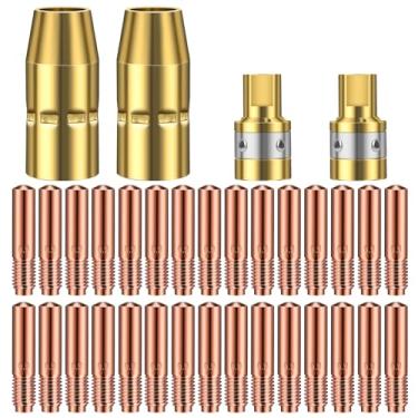 Imagem de SUNJOYCO Kit de acessórios de pistola de solda MIG de 34 peças, pontas de contato de 0,1 cm, difusor de bocal sem gás compatível com Miller Millermatic M-100/150 Hobart H-9/10 soldador
