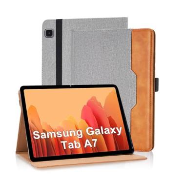 Imagem de Varohix Capa de tablet para Samsung Galaxy Tab A7 10,4 polegadas 2020 (SM-T500/T505/T507) capa flip de couro PU para Tab A7 SM T500 suporte multiângulo com bolso para cartão e suporte de mão, cinza