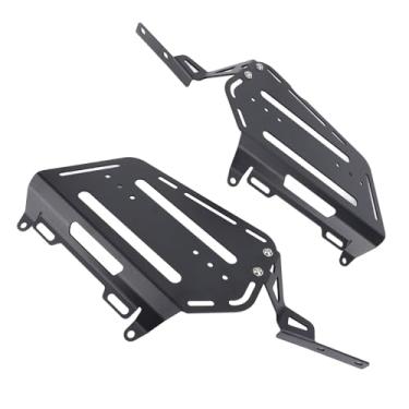 Imagem de Rack de Bagagem Lateral para Motocicleta, Suporte de Carga Forte de Alumínio, Suporte de Carga, Revestimento Em pó Preto, Segurança Aprimorada, Rack de Armazenamento Lateral para