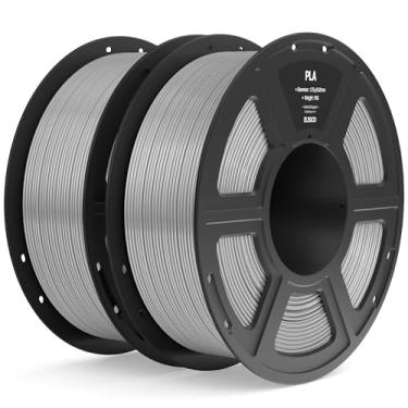Imagem de ELEGOO Filamento PLA 1,75 mm cinza 2 kg, precisão dimensional do filamento da impressora 3D +/- 0,02 mm, 2 peças de carretel de 1 kg (1 kg) serve na maioria das impressoras 3D FDM