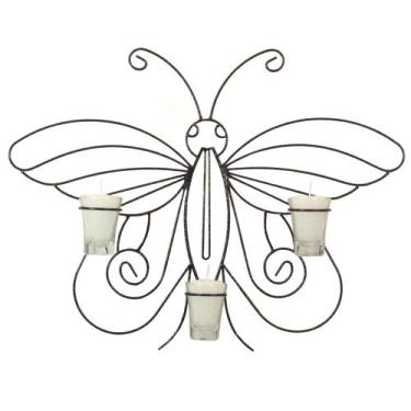 Imagem de Arandela Borboleta 50 Cm Decorativo Parede Porta Vela Branca - Velitas