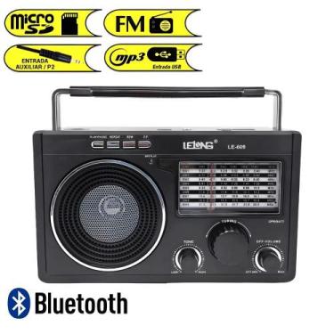 Imagem de Rádio Portátil Analógico Retrô FM AM SW Lelong LE-609