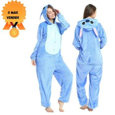 Imagem de Pijama Kigurumi Lilo Stitch Adulto Importado Macacão Unissex com Capuz