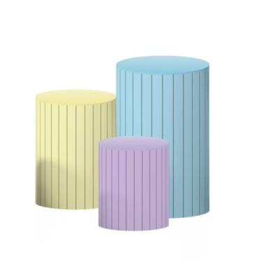 Imagem de Kit 3 Capas de Cilindro P M G Para Festa Sublimado Vários Modelos. (Colorido)