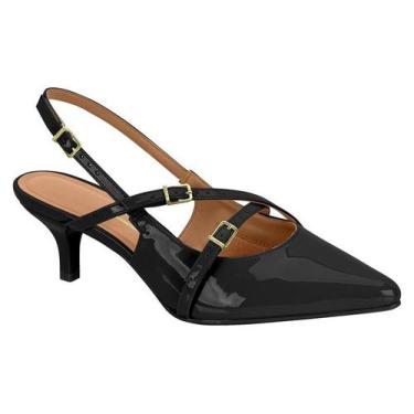 Imagem de Scarpin Feminino Vizzano Slingback Verniz Bico Fino Salto Baixo 5cm So