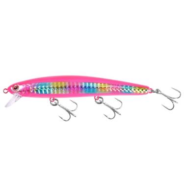 Imagem de LITTMA Iscas de pesca de surfe Califórnia Iscas de água salgada Crankbait Surf Minnow 110 - Sardinha metálica super brilhante e rosa perolado para a barriga para pesca de alabote e striper