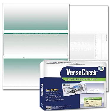 Imagem de VersaCheck Cheques seguros – 1000 verificações de vales de negócios em branco – Verde graduado – 1000 folhas formulário #1001 – verifique no meio