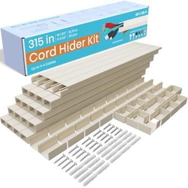 Imagem de Corretivo de cabos bege – Kit de parede para esconder cabos de 800 cm, capas de cabos para TV montada na parede, capa de fio para cabos, corretivo de cabos, pista de cabos grande, parede de cobertura