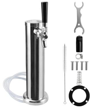 Imagem de FERRODAY Torneira única Torre de cerveja Torre de cerveja Torre de faceta de cerveja Dispensador de torneira de cerveja Torre de aço inoxidável Torneira de latão Torneira de cerveja de núcleo inoxidável Torre de barril de linha pré-montada Torre de barril de 3 polegadas Torre Kegerator