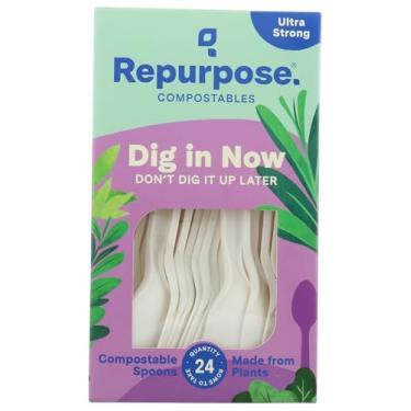 Imagem de Repurpose Compostables Colheres de alta temperatura, talheres descartáveis de 24 CT, branco