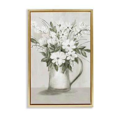 Imagem de Stupell Industries Arte de parede em tela emoldurada Country Pitcher Bouquet Gold Floater por Marilyn Dunlap, 53 x 78 cm