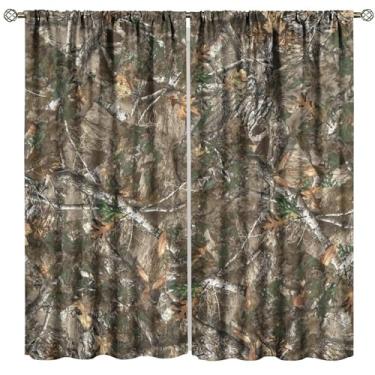 Imagem de Cortina de janela de carvalho, design de camuflagem verde floresta cortinas de janela para quarto sala de estar casa de fazenda 160 cm L x 160 cm C