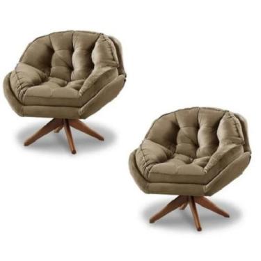 Imagem de Kit 2 Poltrona Decorativa Estofada Base Giratória Califórnia - Fina Mo