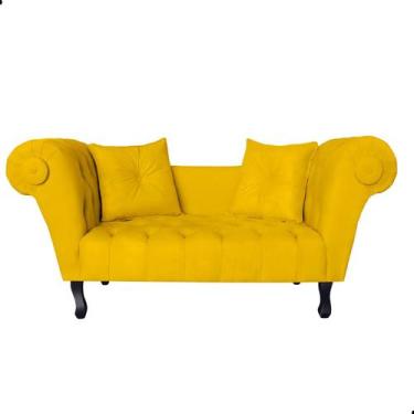 Imagem de Recamier Sofá Divã Namoradeira Dubai Suede - Fina Mobília, Amarelo