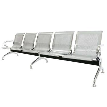 Imagem de Longarina 5 Lugares Nr-17 Dubai Fratini 281 Cm (larg) Aço Carbono, Cromado E Pintura Cinza C- Braços