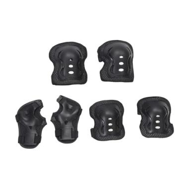 Imagem de menolana Protetores de Pulso, Cotovelos, Joelhos, Proteção Ergonômica, Leve, Conjunto de Protetores de Skate, Equipamento de Proteção para Crianças, Conjunto P, Preto