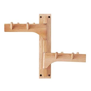 Imagem de Bandeja de drenagem ganchos de madeira natural 2 em 1 montados na parede cabides organizadores únicos modernos feitos à mão roupas artesanais chapéu cabide toalha guarda-chuva armazenamento