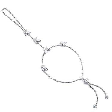 Imagem de Pulseiras femininas folheadas a ouro 18k borboleta escrava corrente, One Size, Zircônia cúbica, Zircônia cúbica