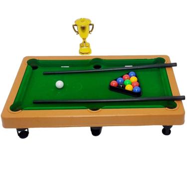 Imagem de Mesinha Sinuca Snook Brilhar Jogo Tecido Veludo Taco Bolinhas Brinquedo