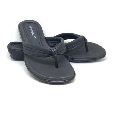 Imagem de Chinelo Feminino de Dedo PIccadilly Confortável Ortopédico, Preto, 38