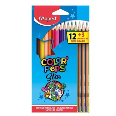 Imagem de Lápis de Cor Color'Peps Star 12 Cores + 3 Lápis hb - Maped