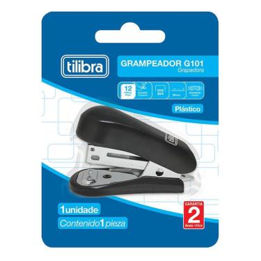 Imagem de Mini Grampeador G101 com Extrator 12 Folhas Preto - Tilibra