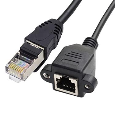 Imagem de chenyang Cabo de extensão de rede Ethernet LAN macho para fêmea 30 cm 8P8C FTP STP UTP Cat 5e com furos de montagem em painel