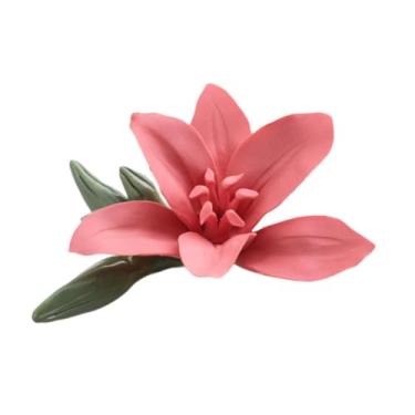 Imagem de Ｂｅｓｇａ Portador do bastão de incenso de flores peça central, ornamento decorativo de presente criativo Stand para casa de desktop do quarto, Lily Vermelha