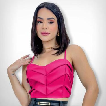 Imagem de Cropped Top Alcinha Alfaiataria Feminino Camadas Moda Verão - SWISS BO