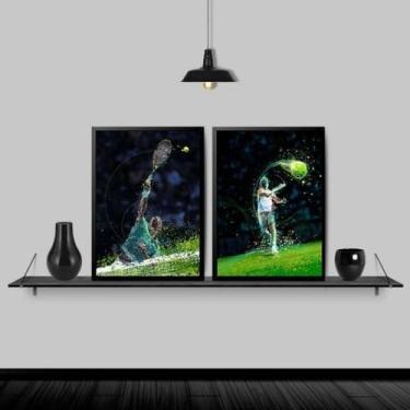Imagem de Kit 2 Quadros Decorativos Tenistas 33X24Cm Com Vidro Branca - Quadros 